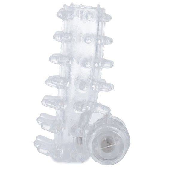 Anillo funda para pene y vibrador transparente de la marca CASUAL LOVE, diseño casual y funcional para uso íntimo.