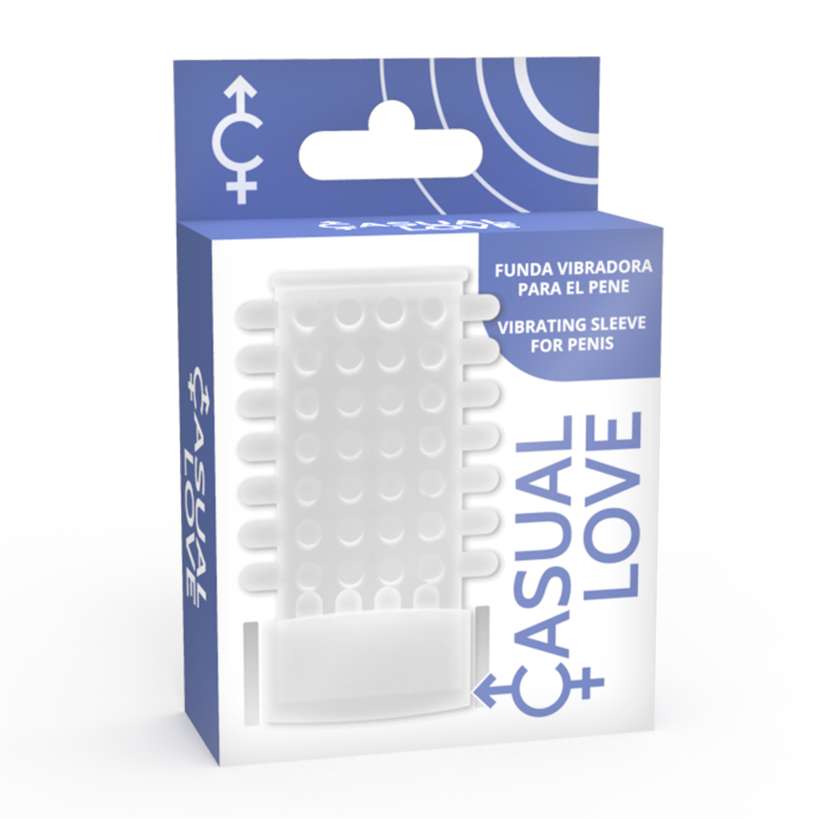 Anillo de funda pene vibrador transparente de la marca Casual Love, con diseño discreto y ajustable para estimulación.