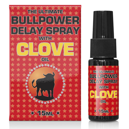 Spray retrasador COBECO Bull Power con clavo, frasco de 15ml, para mejorar el control y la duración en pareja.