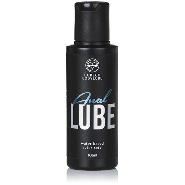Lubricante anal COBECO CBL en botella de 100 ml, con envase transparente y etiqueta, ideal para uso íntimo y cómodo.