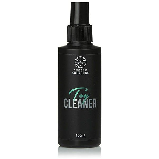 Limpiador de juguetes COBECO CBL de 150 ml, botella con líquido transparente y tapa, para higiene y cuidado de juguetes sexuales.