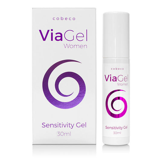 Gel estimulante para mujer COBECO VIAGEL, frasco de 30 ml, mostrando la botella y su etiqueta en un fondo neutro.
