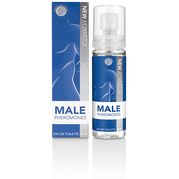 Perfume con feromonas COBECO para hombre, frasco de 20 ml, con etiqueta y diseño del producto en el envase.