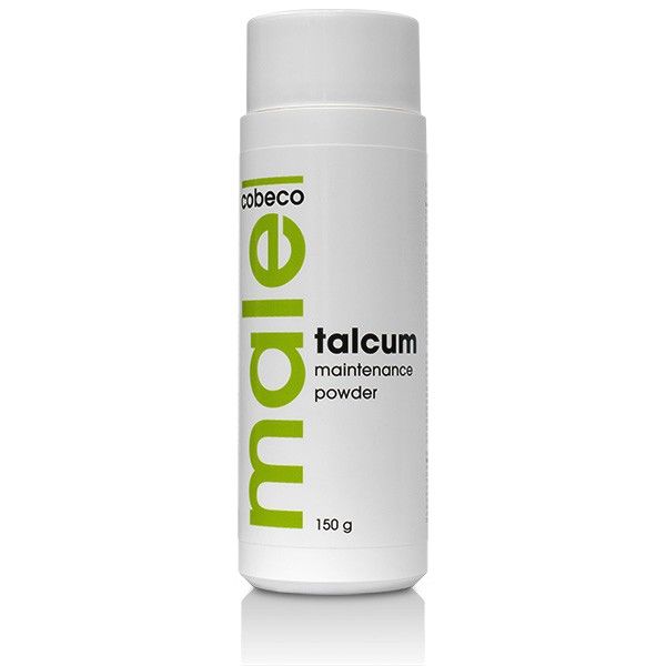Talco especial para limpieza de juguetes masculinos COBECO PHARMA, 150g, en envase blanco con etiqueta.