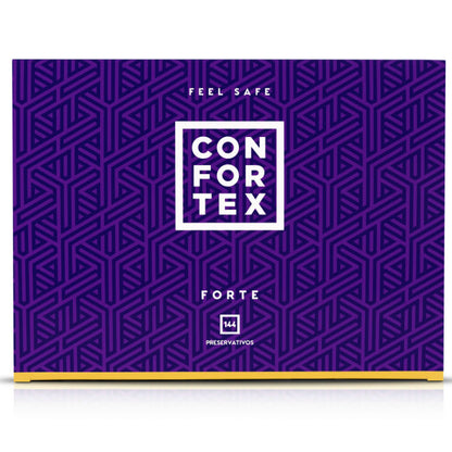 CONFORTEX Nature Forte condoms in a pack of 144, featuring a smooth texture and discreet packaging for protection.