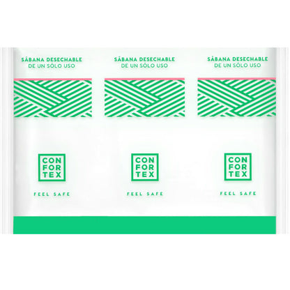 Sábanas higiénicas desechables de CONFORTEX en bolsa individual, protección y comodidad para uso personal o profesional.