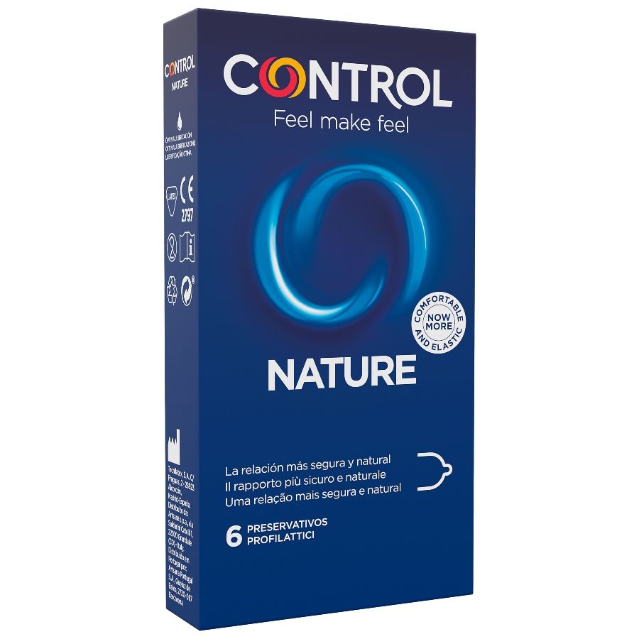 CONTROL ADAPTA NATURE condoms pack of 6 units, featuring a sleek design and natural texture for enhanced comfort.