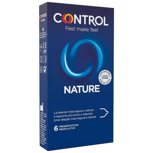 CONTROL ADAPTA NATURE condoms pack of 6 units, featuring a sleek design and natural texture for enhanced comfort.