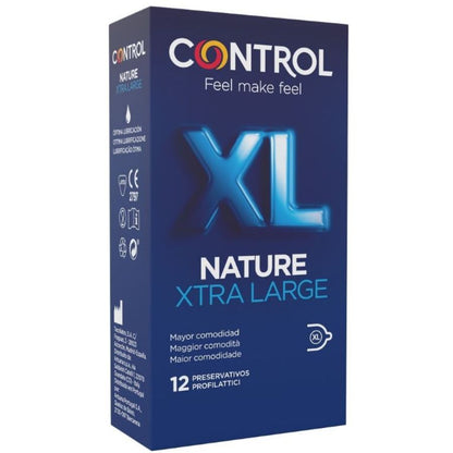 CONTROL ADAPTA NATURE XL condoms, 12-pack, featuring natural texture and large size for enhanced comfort and protection.