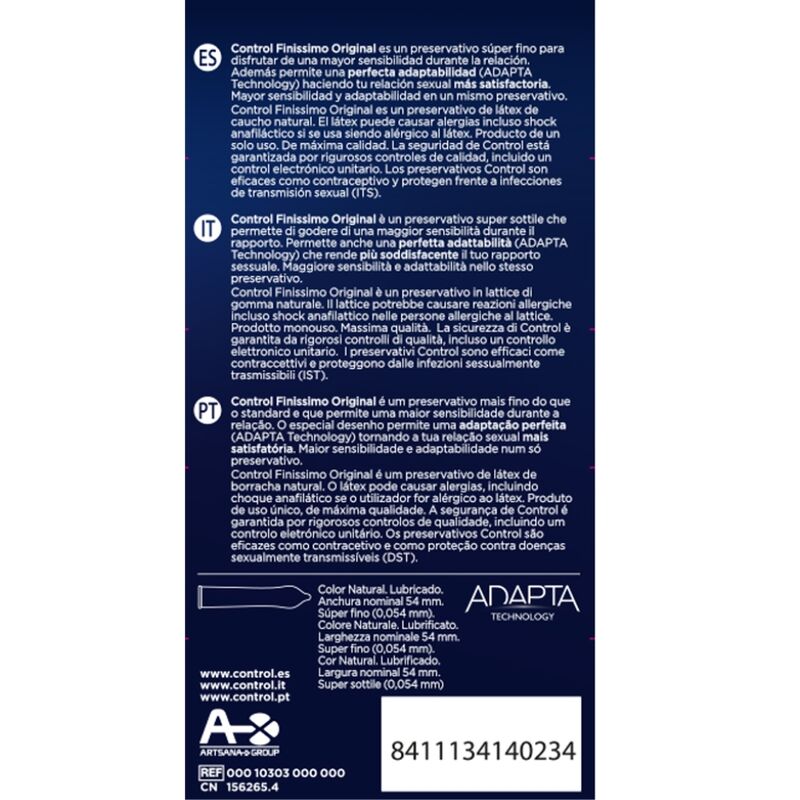 CONTROL FINISSIMO condoms, pack of 12, featuring ultra-thin design for enhanced sensitivity and comfort.