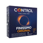 Control Finissimo condoms pack, featuring three ultra-thin condoms in a sleek, compact design.