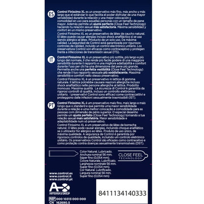 CONTROL FINISSIMO XL condoms pack of 12, featuring ultra-thin design for enhanced sensitivity and comfort.