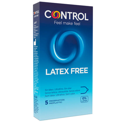 CONTROL Free Sin Latex Condoms, pack of 5, featuring a sleek design and safe, reliable protection.
