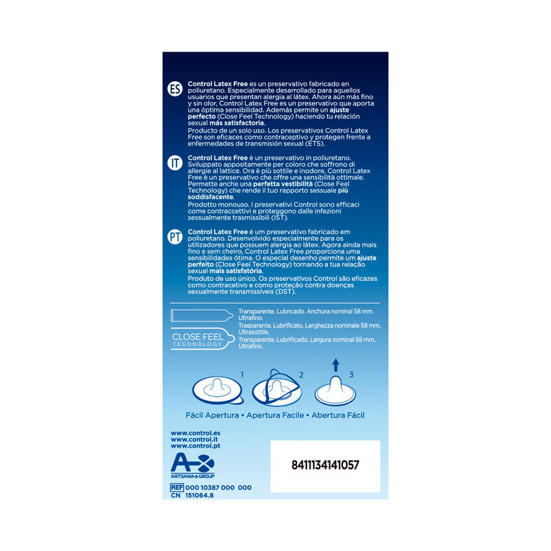 Control Free Sin Latex Condoms pack of 5, featuring sleek packaging and clear labeling for safe use.