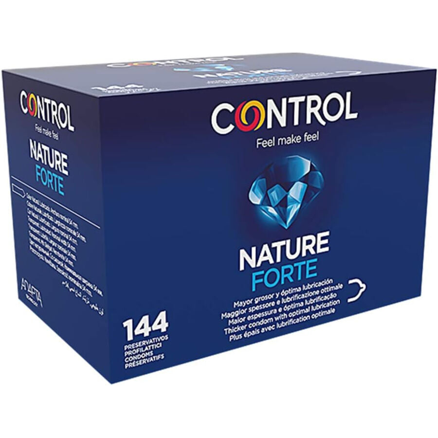 CONTROL Condoms Nature Forte pack of 144 units, featuring a sleek design and premium latex for enhanced comfort.