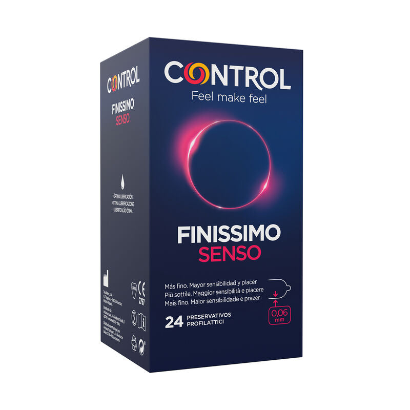 CONTROL Condoms Senso pack with 24 units, featuring a sleek design and transparent packaging.