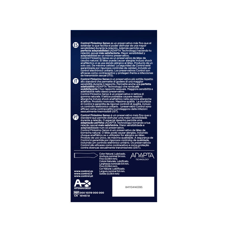 Control Senso Condoms pack of 24 units, featuring sleek packaging and a focus on comfort and sensitivity.