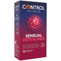 Condones CONTROL Sensual Dots & Lines, paquete de 12 con puntos y estrías para mayor placer y estimulación.
