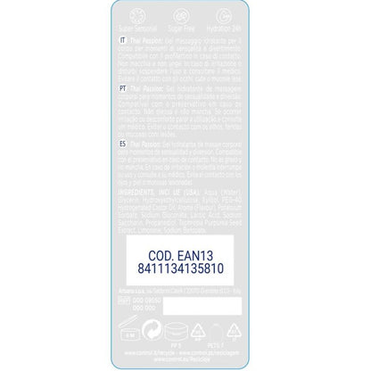 Gel de masaje y placer Thai Passion de CONTROL LUBES, envase de 200 ml, con textura suave y aroma exótico.