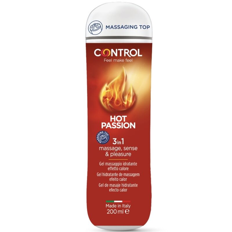 Gel lubricante 3 en 1 CONTROL LUBES Hot Passion, 200 ml, con fórmula multiuso para mayor comodidad y placer.