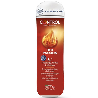 Gel lubricante 3 en 1 CONTROL LUBES Hot Passion, 200 ml, con fórmula multiuso para mayor comodidad y placer.