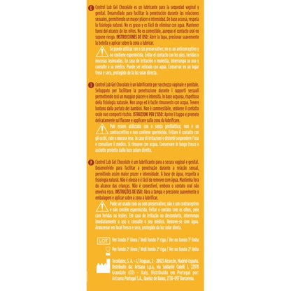 Gel lubricante de chocolate CONTROL LUBES, 75 ml, con textura suave y sabor delicioso para mayor comodidad y placer.
