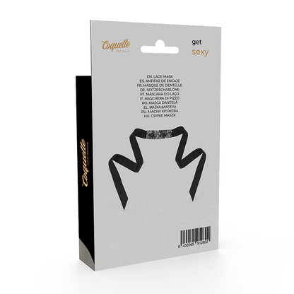 Antifaz de encaje negro Coquette Chic Desire con cinta, accesorios elegantes para ocasiones especiales.