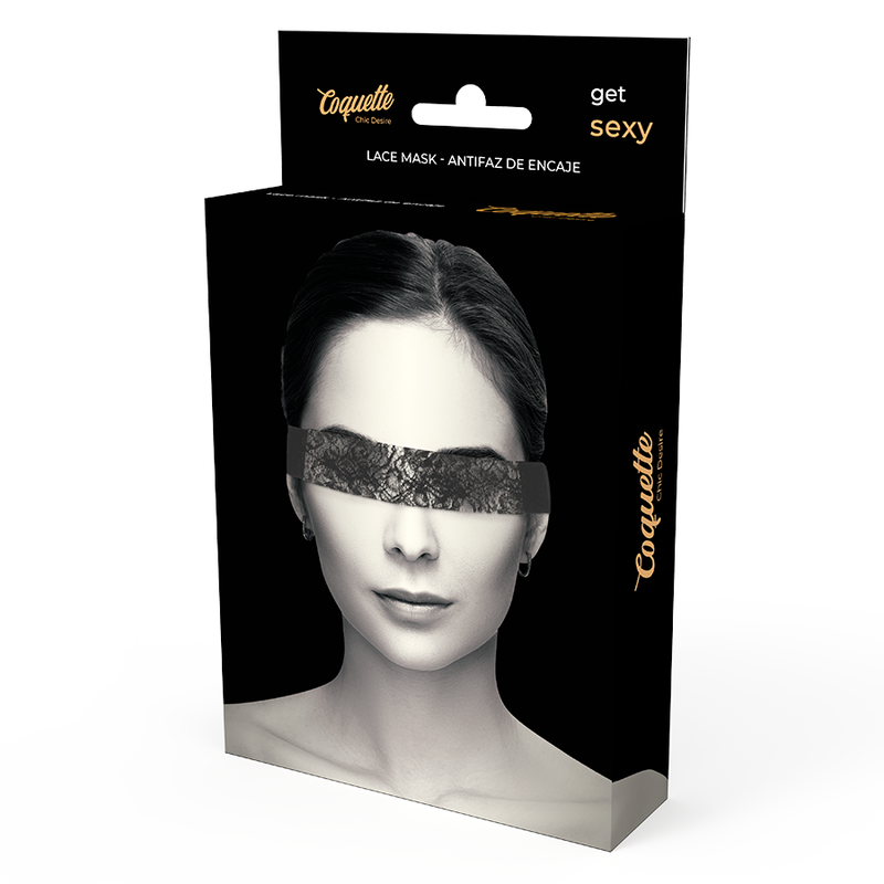 Antifaz negro de encaje Coquette Chic Desire con cinta, elegante accesorio de belleza y disfraces para ocasiones especiales.