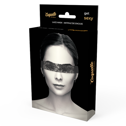 Antifaz negro de encaje Coquette Chic Desire con cinta, elegante accesorio de belleza y disfraces para ocasiones especiales.
