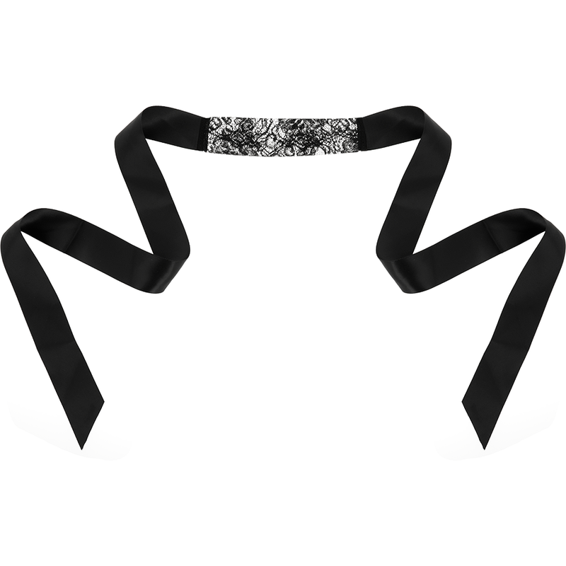 Antifaz de encaje negro Coquette Chic Desire con cinta, elegante y delicado para ocasiones especiales.