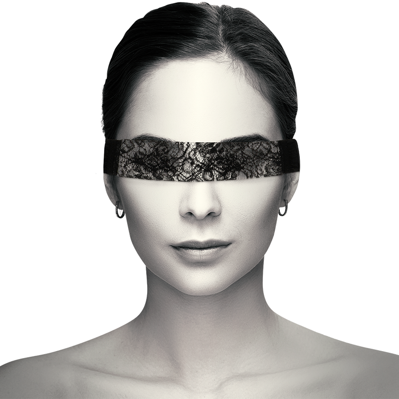 Antifaz de encaje negro Coquette Chic Desire con cinta, elegante accesorio para dormir o disfraces.