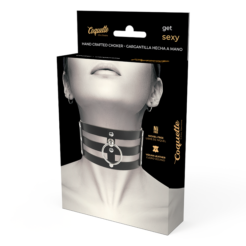 Collar estilo fetiche de cuero vegano Coquette Chic Desire, accesorio de moda con diseño atractivo y elegante.