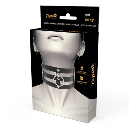Collar estilo fetiche de cuero vegano Coquette Chic Desire, accesorio de moda con diseño atractivo y elegante.