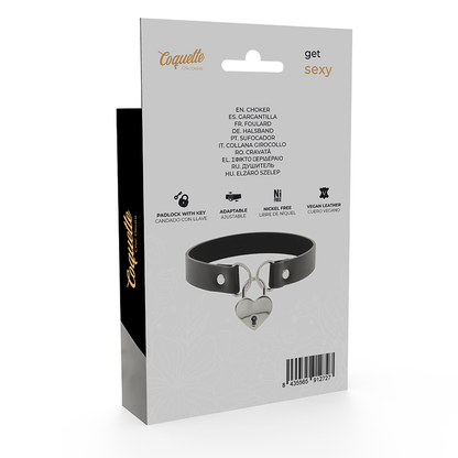 Vegan leather collar accessory with heart and key design from Coquette Accessories, featuring a chic and stylish look.