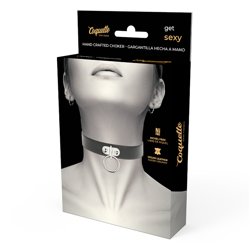 Collar de cuero vegano Coquette Chic Desire, accesorio femenino de estilo fetish para mujer, con detalles elegantes y modernos.
