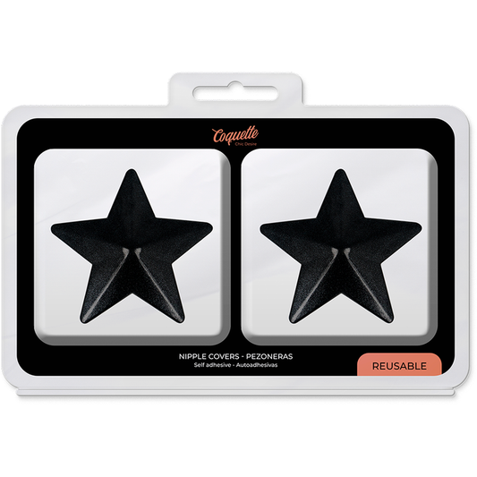 COQUETTE CHIC DESIRE - METAL NIPPLE COVERS WITH BLACK STARS