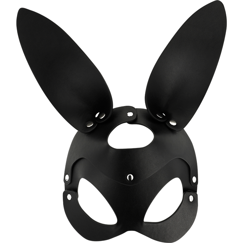Máscara de cuero vegano con orejas de conejo de la colección Coquette Accessories, estilo chic y divertido.