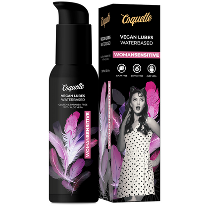 Lubricante vegano Coquette Chic Desire de 100 ml, con diseño elegante y etiqueta visible, para una experiencia íntima femenina.