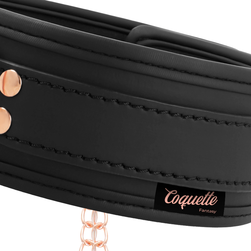 Collar de fantasía Coquette Fantasy Chic Desire con pinzas para pezones y forro de neopreno, estilo atrevido y elegante.