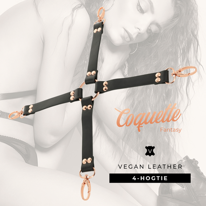 Correa de cuero vegano para hog tie de la marca Coquette Fantasy, diseñada para juegos de restricción y sensualidad.