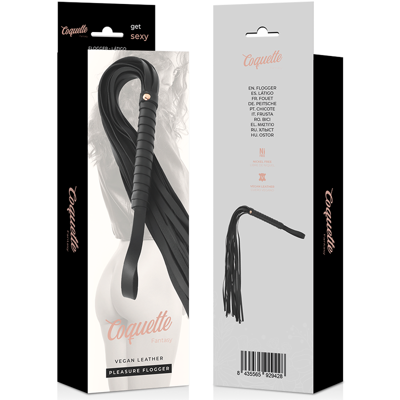 Látigo de cuero vegano Coquette Chic Desire de la marca Coquette Fantasy, con mango y detalles elegantes para juegos sensuales.
