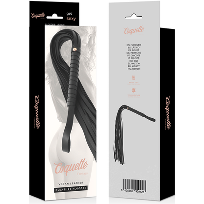 Látigo de cuero vegano Coquette Chic Desire de la marca Coquette Fantasy, con mango y detalles elegantes para juegos sensuales.