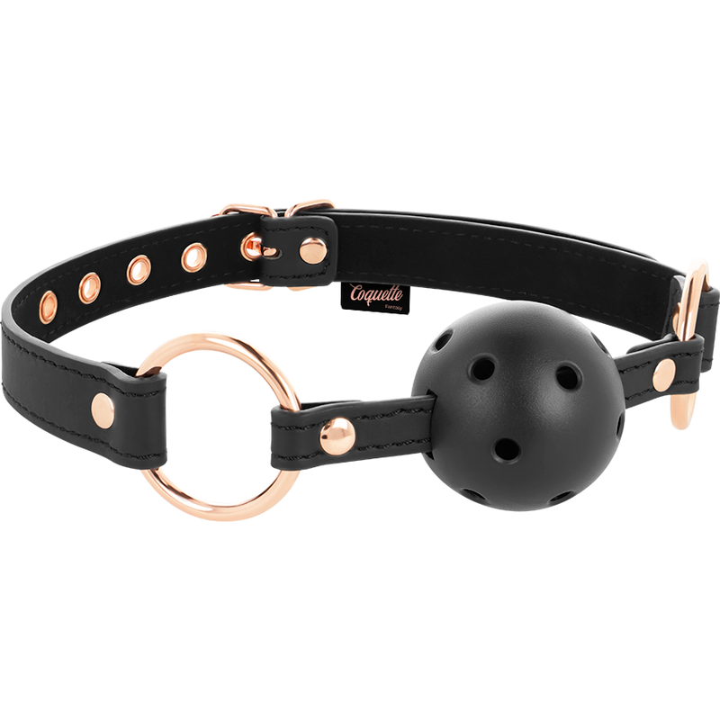 Mordaza transpirable de cuero vegano Coquette Fantasy Chic Desire, con diseño elegante y ajustable para juegos de roles y disfrute.