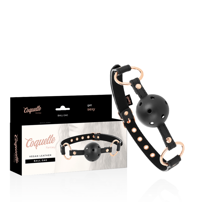 Mordaza transpirable de cuero vegano Coquette Fantasy Chic Desire, diseño elegante y ajustable para uso en disfraces y juegos de roles.