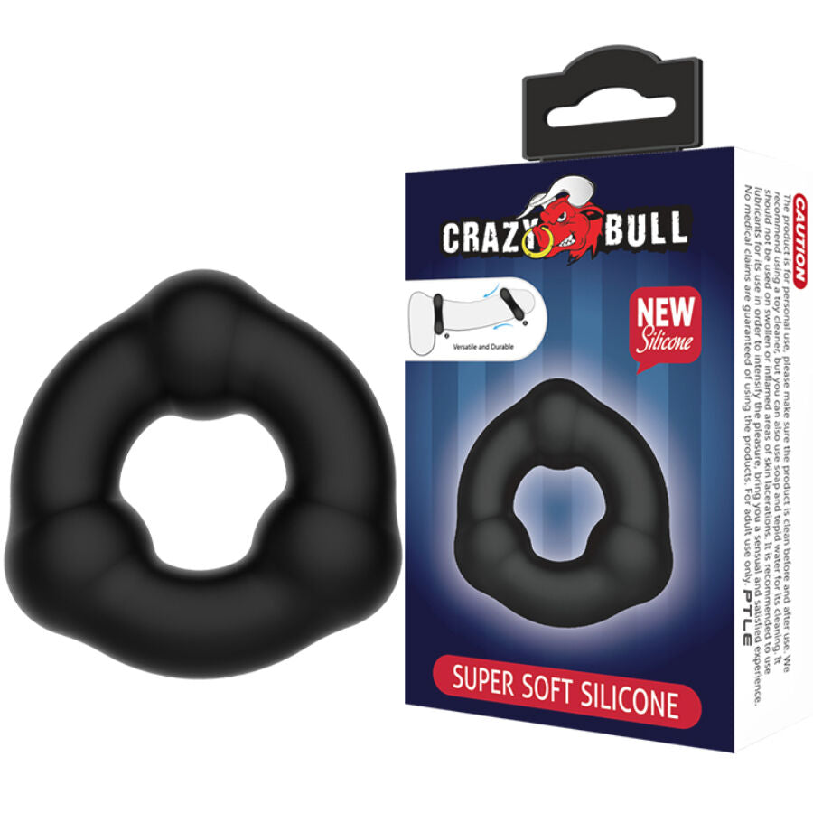 Anillo de silicona con nodulos de la marca CRAZY BULL, diseño ergonómico y texturizado para mayor comodidad y estimulación.