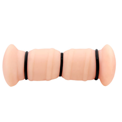 Masturbador doble con vagina realista de la marca CRAZY BULL, en color y textura detallada para una experiencia auténtica.
