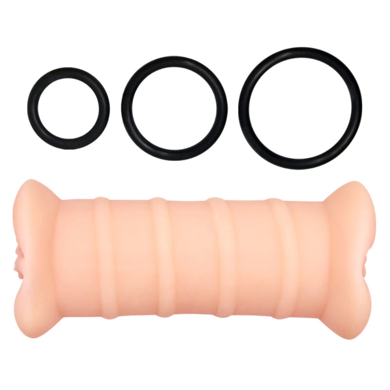 Masturbador doble con diseño realista de la marca CRAZY BULL, hecho de material suave y detallado para mayor experiencia sensorial.