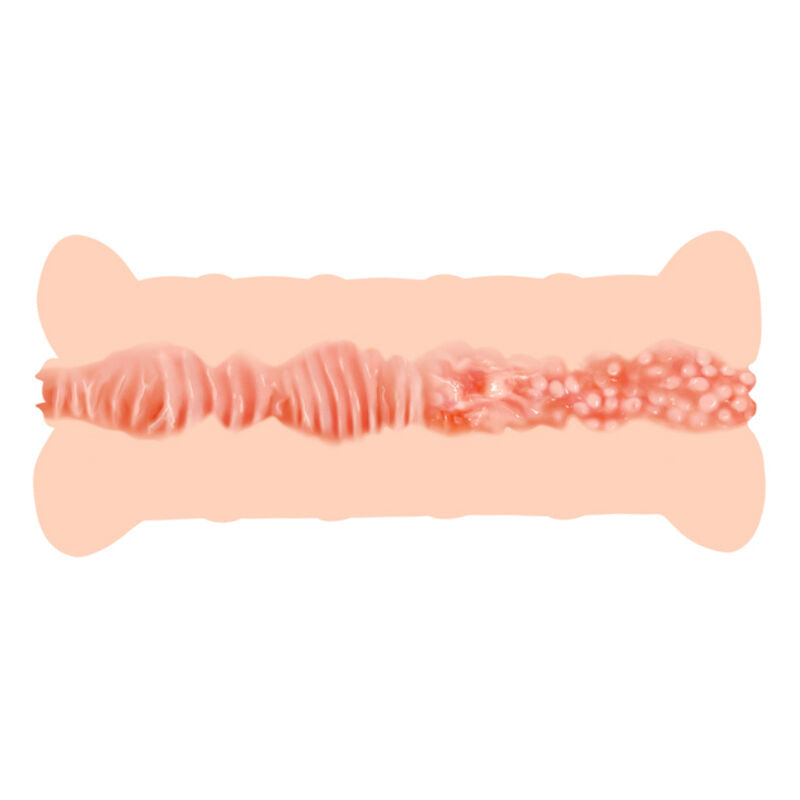 Masturbador doble con diseño realista de la marca CRAZY BULL, simulación de vagina para placer personal, en color y textura detallada.