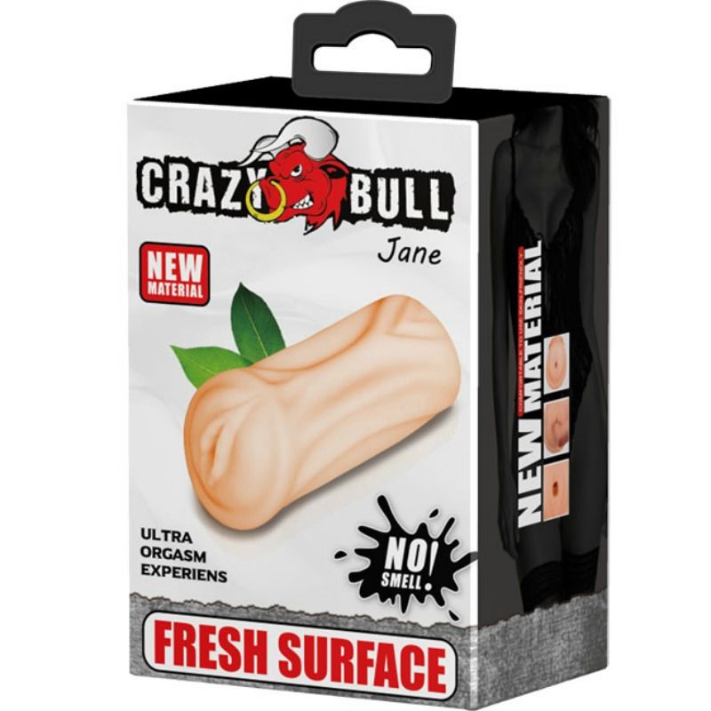 Masturbador femenino CRAZY BULL Jane, con textura vaginal realista, tamaño de 13.5 cm, para placer íntimo y sensaciones realistas.