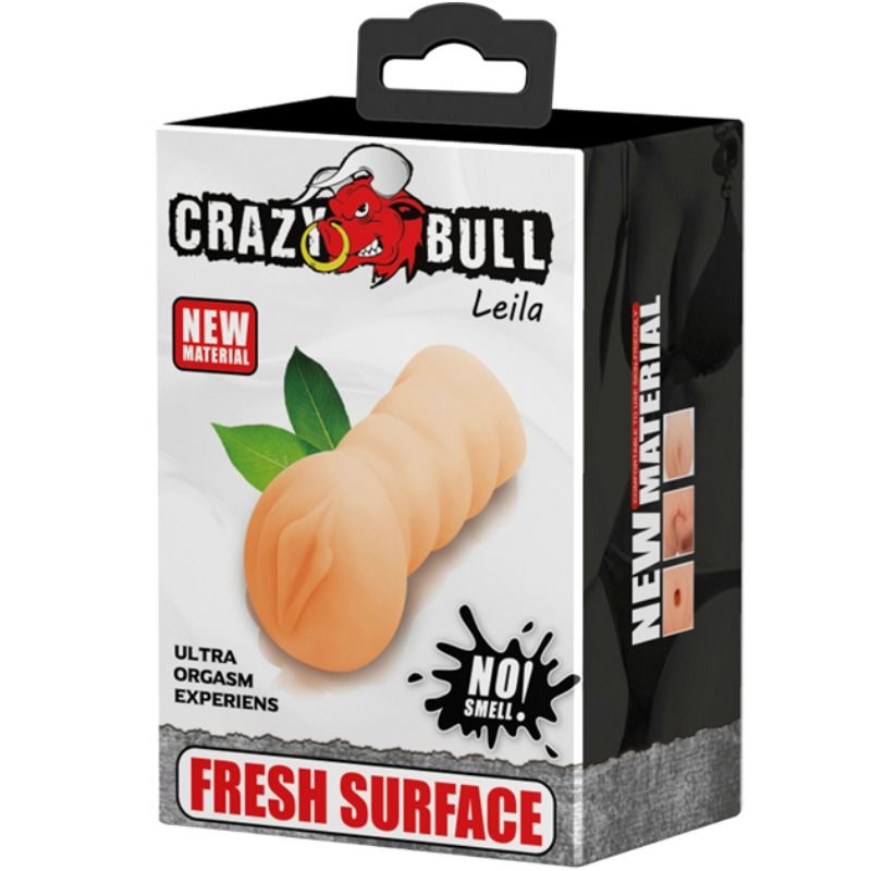 Masturbador vaginal CRAZY BULL Leila de 13.5 cm, con textura realista y diseño compacto, para placer personal.